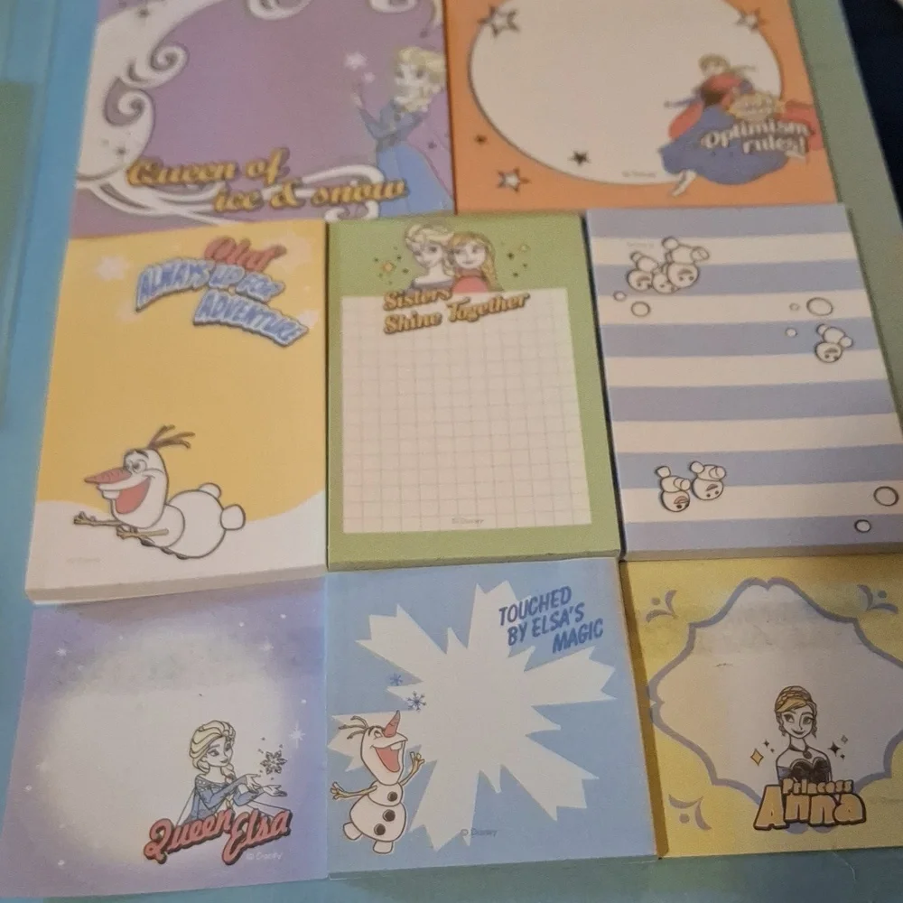 Disney Frozen Olaf Notebook Purple Anna Elsa Snow Sisters Sticky Notes Folder